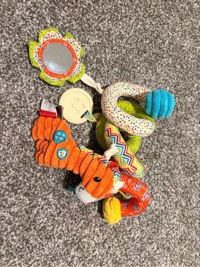 Infantino Orange & Multicolor Plush Activity Spiral with Mirror and Teether